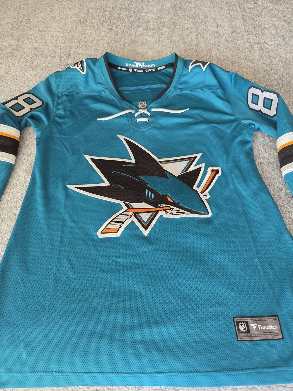 Fanatics Teal San Jose Sharks Kids Hockey Jersey with Shark Crest